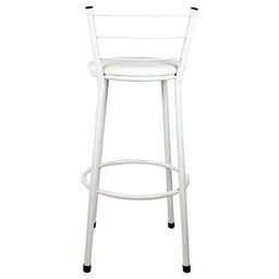 Banqueta Alta Para Cozinha Branca Epoxi Assento Branco - 3