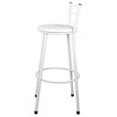 Ver imagem 2 de Banqueta Alta Para Cozinha Branca Epoxi Assento Branco