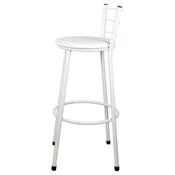 Banqueta Alta Para Cozinha Branca Epoxi Assento Branco - 2