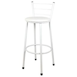 Banqueta Alta Para Cozinha Branca Epoxi Assento Branco - 1