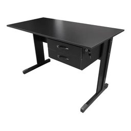 Mesa Para Escritório Reta Com 2 Gavetas 1,20 X 60 Pés Em Aço - Preta - 1