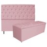 Kit Cabeceira e Calçadeira Liverpool 160 cm Queen Size Corano Rosa Bebê - Doce Sonho Móveis - 1