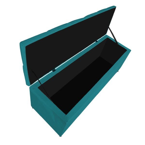 Kit Cabeceira e Calçadeira Liverpool 100 cm Solteiro Suede Azul Turquesa - Doce Sonho Móveis - 3