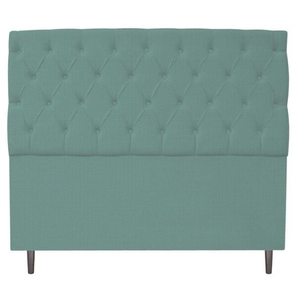 Cabeceira Estofada Liverpool 160 cm Queen Size Linho Azul Turquesa - Doce Sonho Móveis - 1