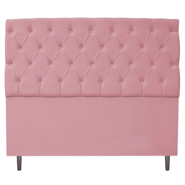 Cabeceira Estofada Liverpool 140 cm Casal Suede Rosa Bebê - Doce Sonho Móveis - 1