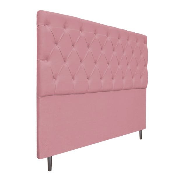 Cabeceira Estofada Liverpool 140 cm Casal Suede Rosa Bebê - Doce Sonho Móveis - 2