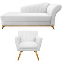 Ver imagem 1 de Kit Diva Recamier Vanessa 185cm Lado Esquerdo e 01 Poltrona Laura Suede Doce Sonho Móveis Branco