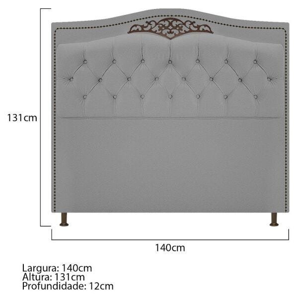 Cabeceira Estofada Yasmim 140 cm Casal Corano Cinza - Doce Sonho Móveis - 4