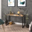 Ver imagem 2 de Mesa Escritório Escrivaninha Estilo Industrial Vintage Madeira com Preta 120x50cm