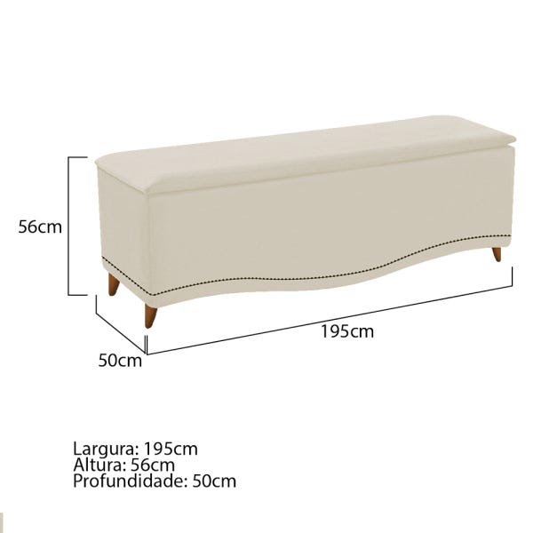 Calçadeira Estofada Yasmim 195cm King Size Corano Bege - 3