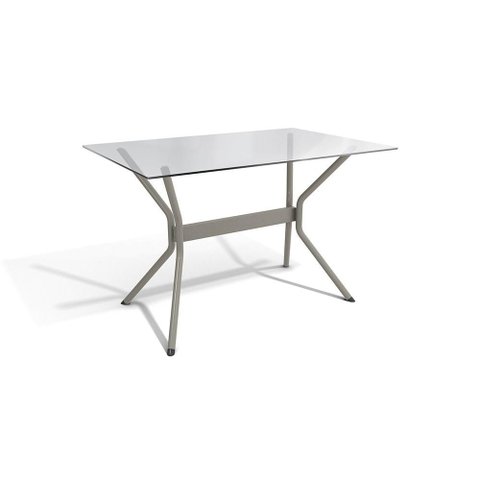 Mesa Loire Níquel com Tampo de Vidro Incolor 1,20m