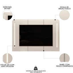 Painel para Tv Suspenso 75 Pol 200cm com Led Valenza D04 Cedro/bali - Mpozenato - 3