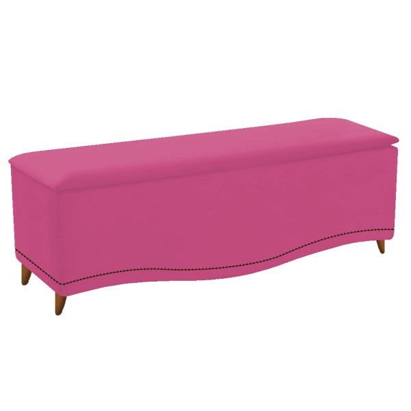 Kit Cabeceira e Calçadeira Yasmim 140 cm Casal Suede Pink - Doce Sonho Móveis - 3
