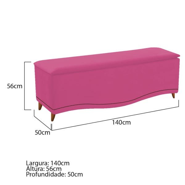 Kit Cabeceira e Calçadeira Yasmim 140 cm Casal Suede Pink - Doce Sonho Móveis - 5