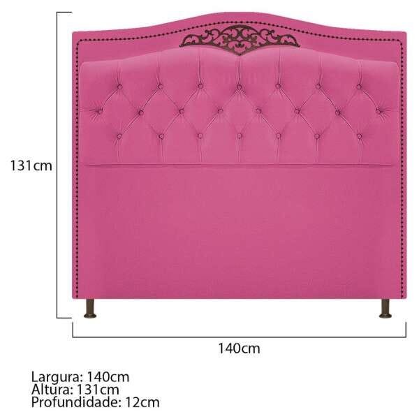 Kit Cabeceira e Calçadeira Yasmim 140 cm Casal Suede Pink - Doce Sonho Móveis - 4