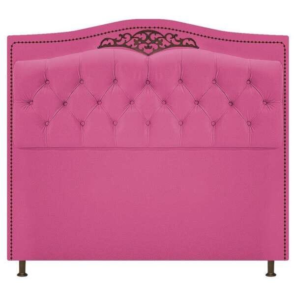 Kit Cabeceira e Calçadeira Yasmim 140 cm Casal Suede Pink - Doce Sonho Móveis - 2