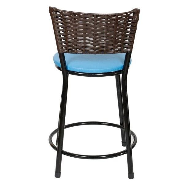 Jogo 4 Banquetas Baixas Para Cozinha Hawai Café Assento Azul - 4
