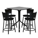 Ver imagem 1 de Conjunto Mesa Quadrada 68x68cm Preta com 4 Banquetas Pretas