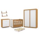 Ver imagem 4 de Dormitório Tutto 2 Portas, Cômoda, Berço Freijó/branco Soft com Capitonê, Colchão Supreme e
