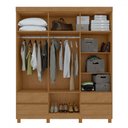 Ver imagem 3 de Guarda-roupa Casal Zeus 6 Portas 4 Gavetas Amêndoa Clean - Móveis Lopas