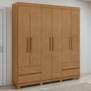Ver imagem 1 de Guarda-roupa Casal Zeus 6 Portas 4 Gavetas Amêndoa Clean - Móveis Lopas