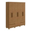 Ver imagem 2 de Guarda-roupa Casal Zeus 6 Portas 4 Gavetas Amêndoa Clean - Móveis Lopas
