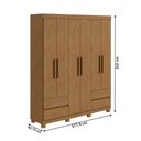 Ver imagem 4 de Guarda-roupa Casal Zeus 6 Portas 4 Gavetas Amêndoa Clean - Móveis Lopas