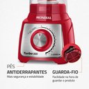 Ver imagem 7 de Liquidificador Mondial Turbo Vermelho/inox 1200w 127v - L-1200 Ri