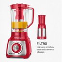 Ver imagem 4 de Liquidificador Mondial Turbo Vermelho/inox 1200w 127v - L-1200 Ri