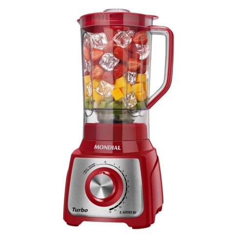 Liquidificador Mondial Turbo Vermelho/inox 1200w 127v - L-1200 Ri