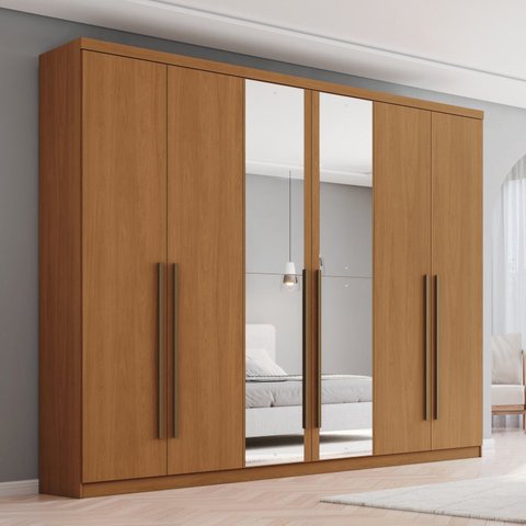 Guarda-Roupa Casal com Espelhos New Jade Marrom/Cinamomo
