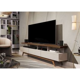 Rack Germai Vivare Wood 180cm Off White/Freijo TV 72 Polegadas:Off White/Freijo - 2