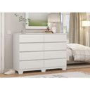 Ver imagem 5 de Guarda Roupa Casal Riva Branco Amêndola Touch Flex com Espelho e Pés e Cômoda 8 Gavetas Sintra