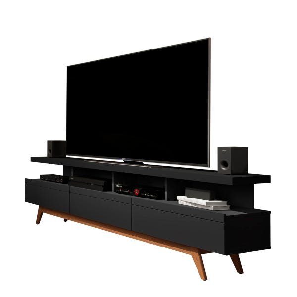 Rack Germai Vivare Wood 180cm Black TV 72 Polegadas:Black - 1