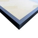 Ver imagem 3 de Quadro Decorativo Caixa Alta com Vidro Abstrato Mármore Branco Gold TaColado Moldura Preta 120 x 80c