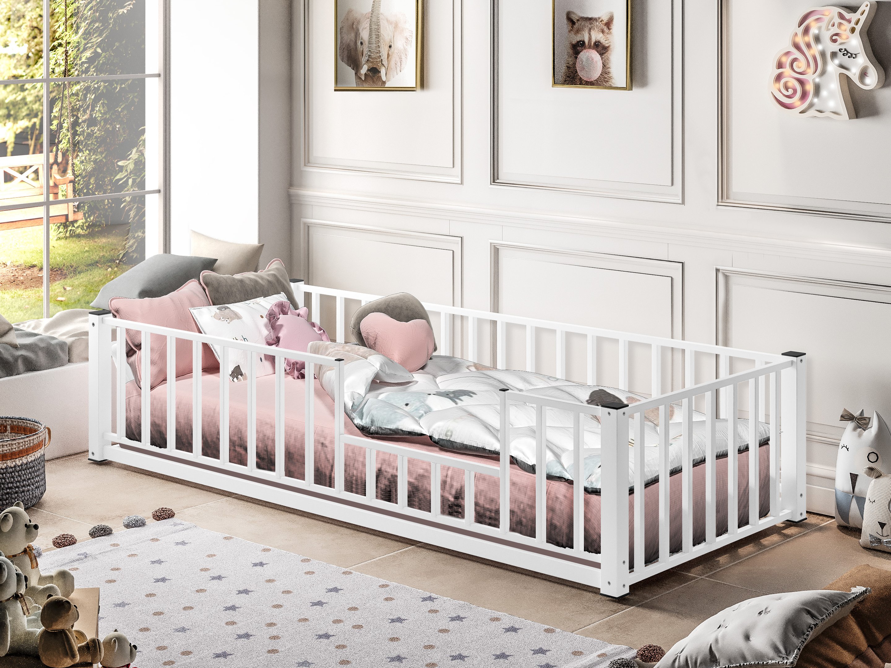 Cama Estilo Montessoriana Solteiro 100% Em Aço- Branco - 1