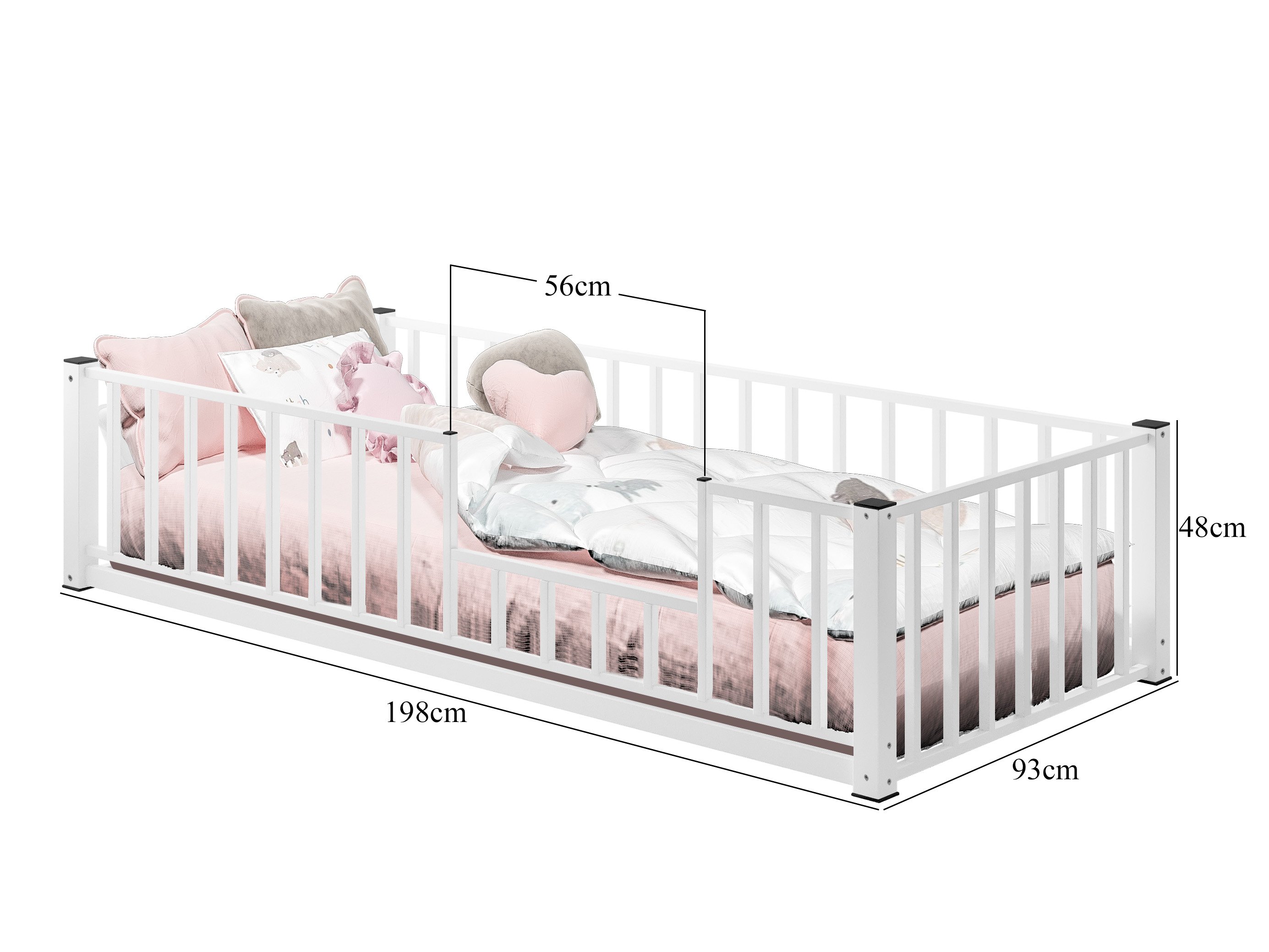 Cama Estilo Montessoriana Solteiro 100% Em Aço- Branco - 4