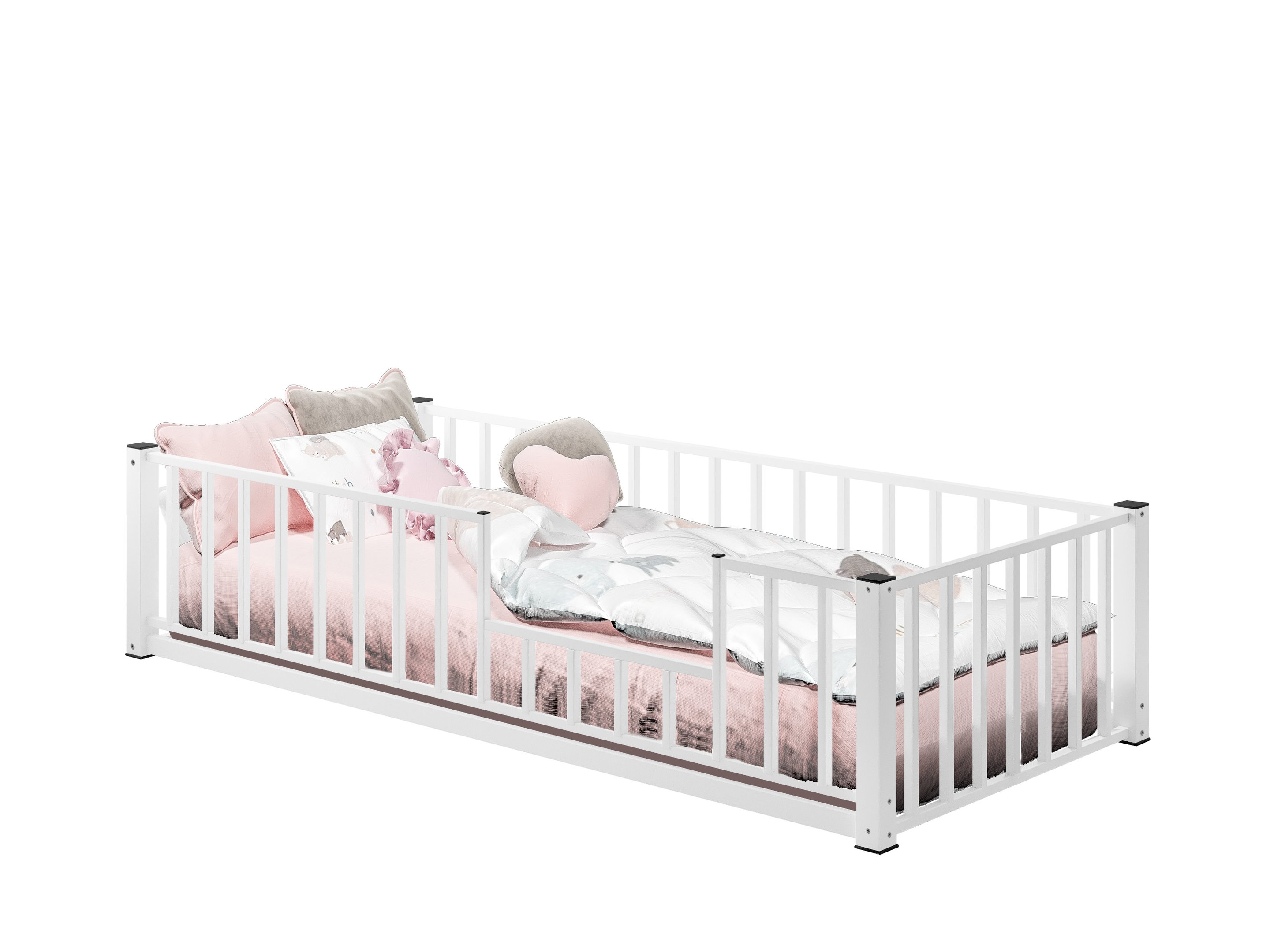 Cama Estilo Montessoriana Solteiro 100% Em Aço- Branco - 2