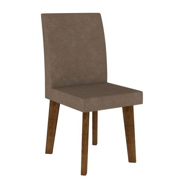 Mesa de Jantar com 4 Cadeiras Jade em Pés Oblongo Off White Pena Caramelo - Rv Móveis - 4