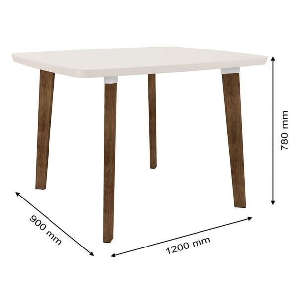 Mesa de Jantar com 4 Cadeiras Jade em Pés Oblongo Off White Pena Caramelo - Rv Móveis - 8