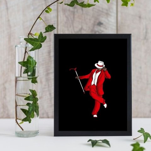 Quadro Entidade Umbanda Zé Pelintra 45x34cm - com vidro:Madeira branca