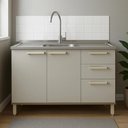 Ver imagem 1 de Balcão de Cozinha com Pia Inox 120cm Nádia Mocca/avelã L01 - Mpozenato