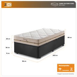 Cama Box Solteiro King Preto + Colchão Molas Superlastic Bahamas 96x203x68cm - 3