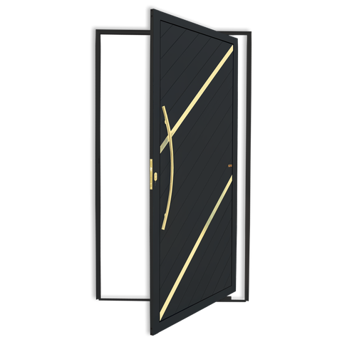 Porta Pivotante Lambril Duna c/Puxador e. Super Preto Dourado 120 Brimak
