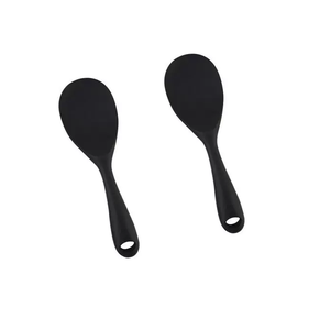 Duas Peças de Colher de Servir 22,5cm em Silicone Preto Unyhome.