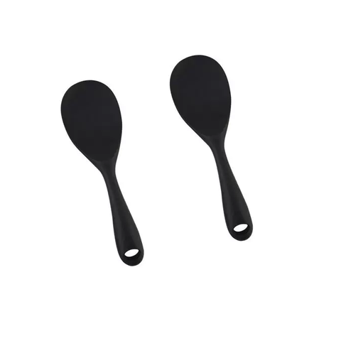 Duas Peças de Colher de Servir 22,5cm em Silicone Preto Unyhome.