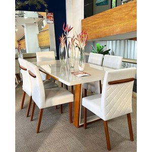 Sala de Jantar Maciça 6 Cadeiras 1,80reali Requinte Salas