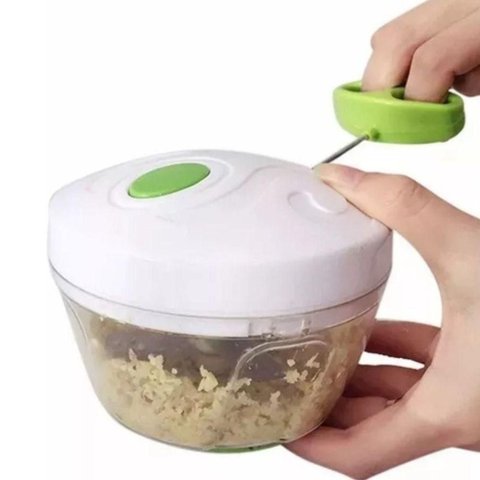 Mini Processador de Alimentos Manual Grupo Shopmix Transparente com 3 Lâminas de Aço Inox