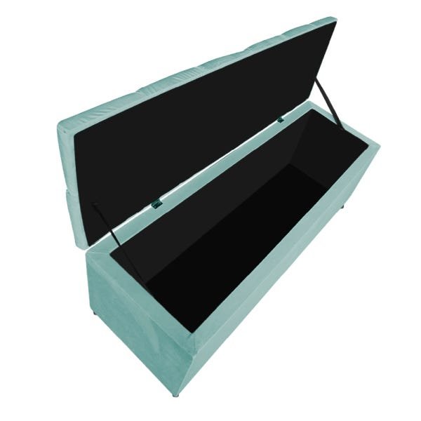 Calçadeira Estofada Liverpool 100cm Solteiro Suede Azul Tiffany - 3