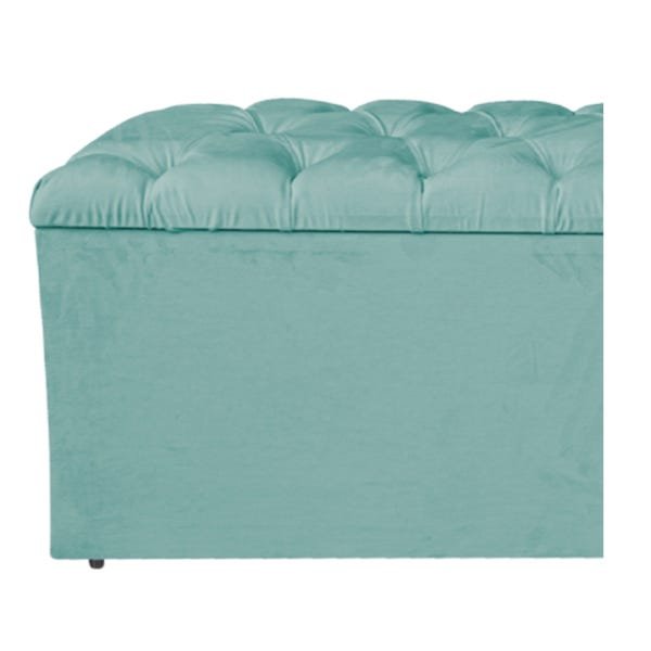 Calçadeira Estofada Liverpool 100cm Solteiro Suede Azul Tiffany - 6